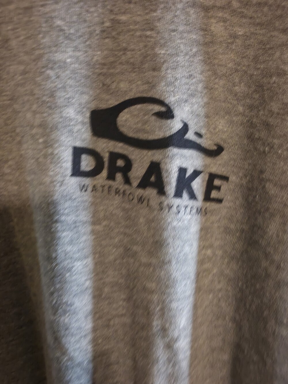 Drake Gray Crewneck Long Sleeve Tee with Navy Logo Worn Once